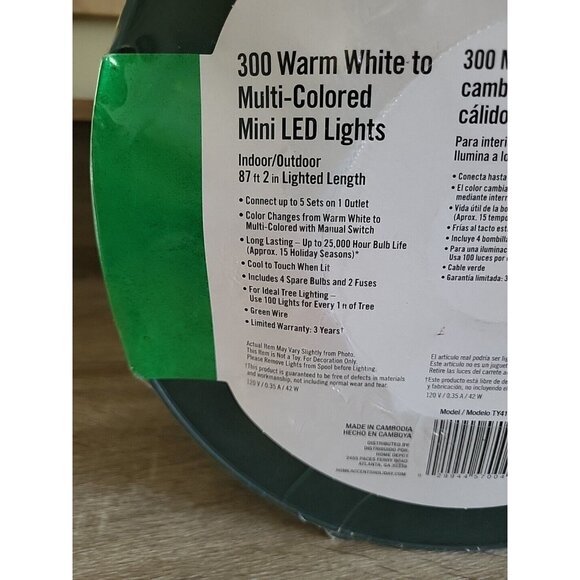 Home Accents Holiday 300 Warm White to Multi-Colored Mini LED Lights Spool - Thumbnail 2